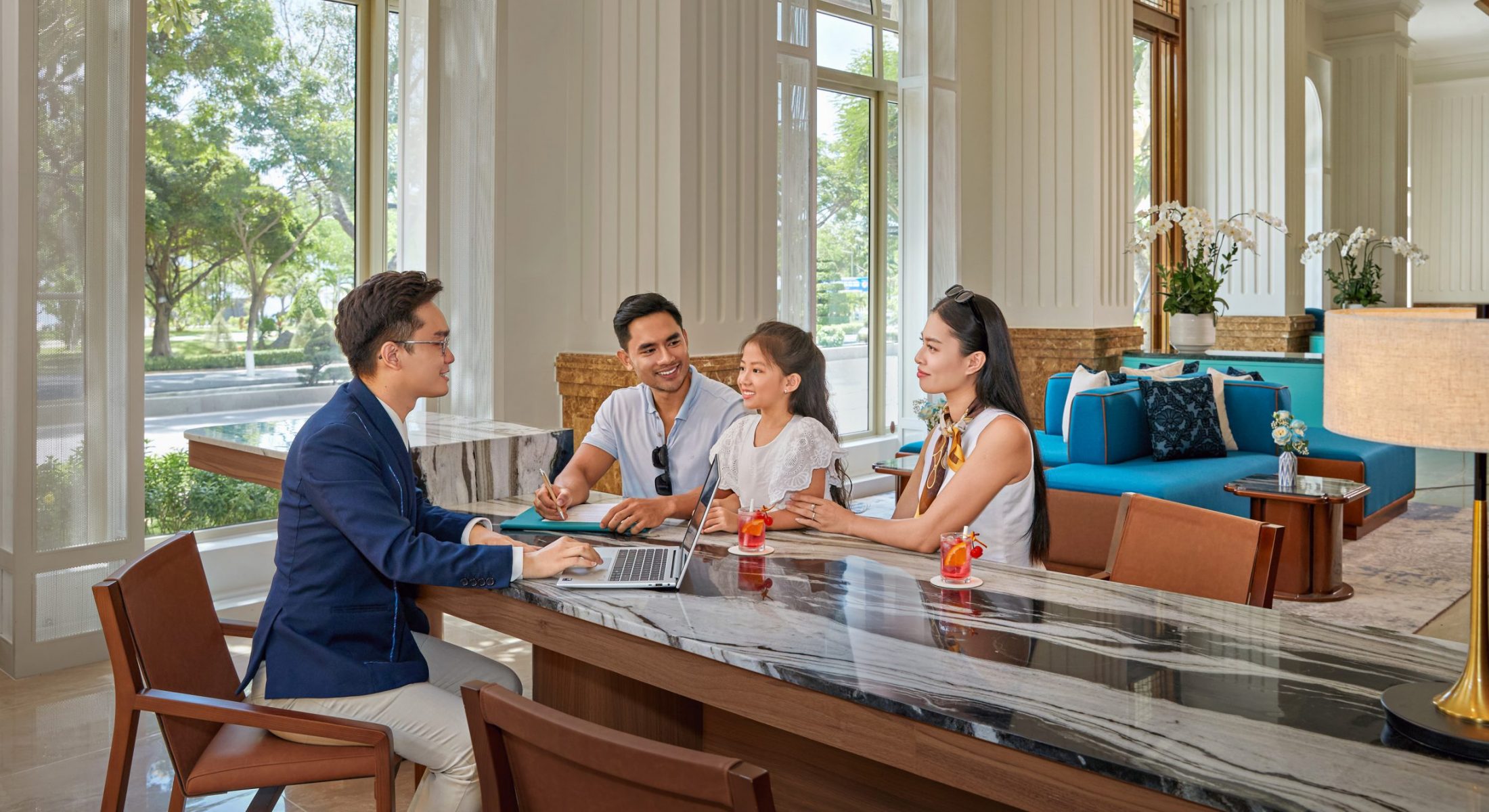 Guests enjoying a lifestyle moment in the lobby at Mercure Nha Trang Beach Hotel