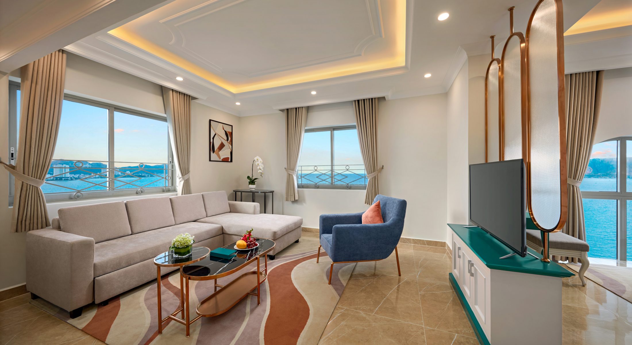 Elegant ocean view in luxury suite room at Mercure Nha Trang Beach Hotel