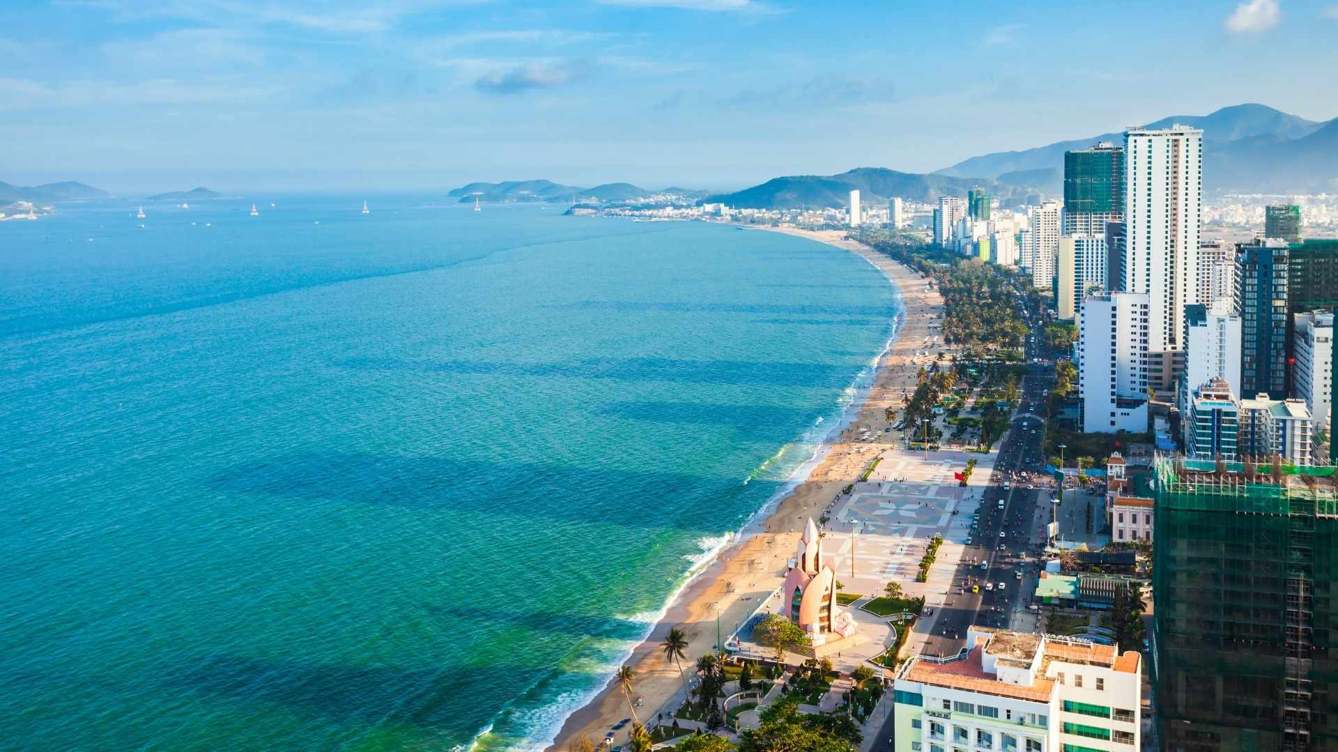 ariel view of nha trang beach